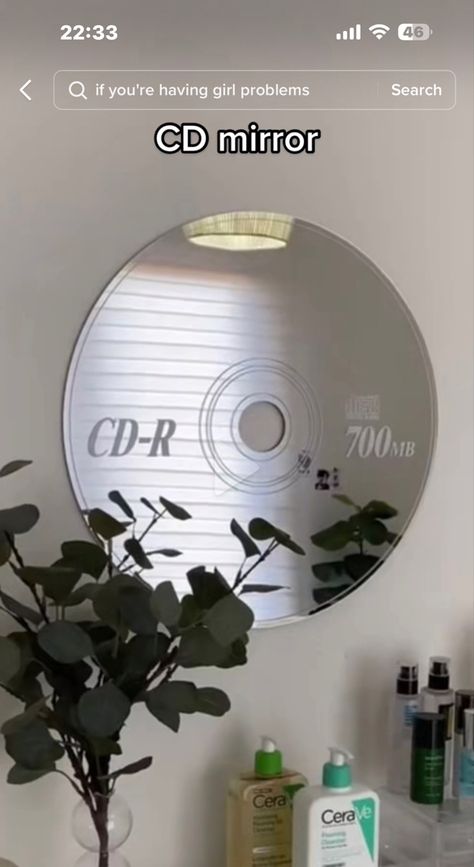 Cd Mirror, Desired House, Record Mirror, Weird Furniture, New Bedroom Design, Indie Room Decor, Indie Room, Redecorate Bedroom, Apartment Decor Inspiration