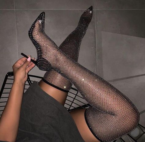 Bling Bling Crystal Net Women Over The Knee Boots Pointy Toe Boots, Thigh High Heels, Fishnet Socks, Dr Shoes, Boot Bling, Knee High Heels, Black Stilettos, Socks And Heels, How To Stretch Boots