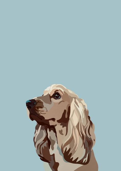 Cocker Spaniel Illustration Drawings, Cocker Spaniel Art Illustration, Dog Digital Illustration, Cocker Spaniel Wallpaper, Cocker Spaniel Drawing, Cocker Spaniel Painting, Cocker Spaniel Illustration, Dog Art Illustration, Spaniel Drawing