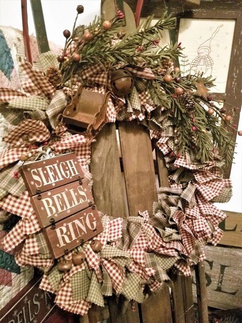 Primitive Christmas Crafts, Sleigh Bells Ring, Primitive Country Christmas, Sleigh Bells, Prim Christmas, Country Decorating, Christmas Sleigh, Primitive Decorating Country, Primitive Crafts