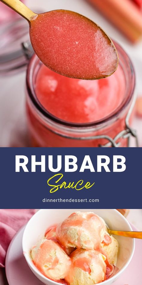 Rhubarb Sauce is the perfect sweet and tart topping made with just 4 ingredients. It's perfect for adding to desserts and breakfast recipes. Rhubarb Sauce Recipes, How To Cook Rhubarb, Rhubarb Sauce, Rhubarb Desserts, Dessert Cookbooks, Roasted Cabbage, Fruit Crisp, Pot Roast Slow Cooker, Rhubarb Recipes