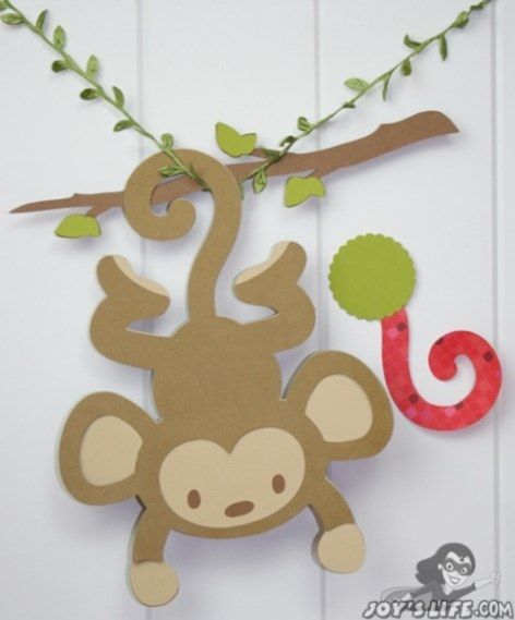 22 Fun Monkey Crafts, Parties and Printables for Kids – Tip Junkie Hanging Monkey Template, Hanging Monkey Craft, Monkey Template, Monkey Decorations, Jungle Theme Classroom, Monkey Games, Monkey Crafts, Pin The Tail, Hanging Monkey