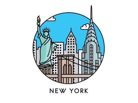 A little bit of NYC new york chrysler liberty brooklyn city illustration nyc New York Logo Design, New York Stickers, Nyc Illustration, Nyc Drawing, City Stickers, New York Drawing, New York Illustration, Brooklyn City, Nyc Instagram