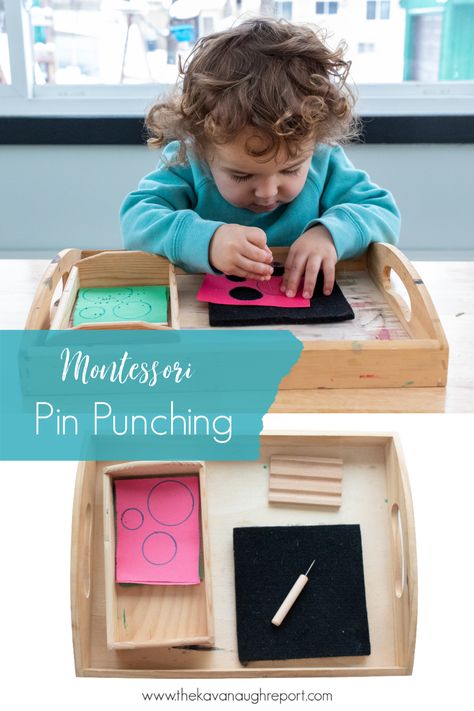 A look a Montessori pin punching work, a fun pre-writing activity for preschoolers Pin Poking Montessori, Montessori Pre Writing Activities, Montessori Pin Punching, Montessori Prewriting Activities, Cgs Practical Life, Pin Punching Montessori, Push Pin Activities For Preschool, Montessori Writing, Montessori Works