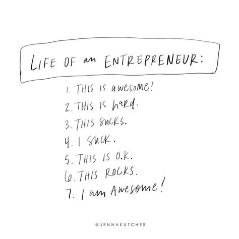 Life Of An Entrepreneur, Small Business Owner Quotes, Business Owner Quote, Quotes Entrepreneurship, Mompreneur Quotes, Jenna Kutcher, Business Quote, Quotes Entrepreneur, Small Business Quotes