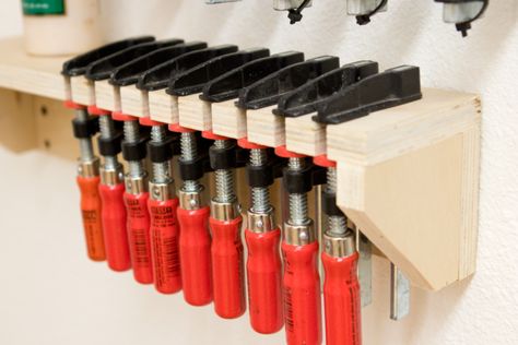 Bar Clamp Storage Ideas, Diy Crafts For Men, Crafts For Men, Clamp Rack, Clamp Storage, French Cleats, Awesome Woodworking Ideas, Garage Workshop Organization, Garage Tool Storage