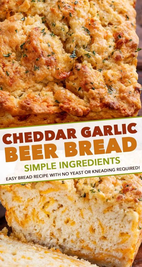 Bread Machine Beer Cheese Bread, Garlic Cheese Beer Bread, Beer Bread Recipes Easy, Garlic Cheddar Bread Machine Recipe, Beer Batter Bread, Irish Beer Bread, Lekue Bread Maker Recipes, Garlic Loaf Bread, Savory Quick Bread Recipes