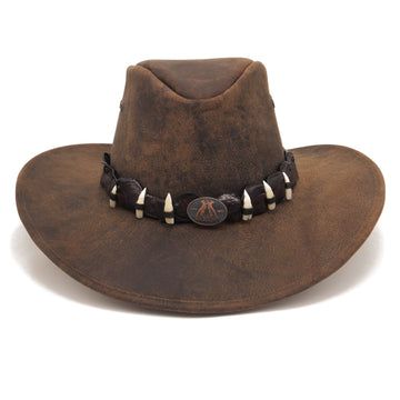 Want a rough and tough yet attractive look? Try a kangaroo leather hat from Kakadu Traders Australia! Such hats are made from leather that is soft and holds its shape. Our kangaroo leather hats are made in Australia, completely crushable and foldable that makes them the perfect travel companions. Australian Hats, Teeth Collection, Australian Outback Hat, Australian Crocodile, Australian Hat, Aviator Cap, Waterproof Hat, Crocodile Dundee, Outback Hat