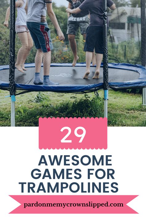 Did you know that there are lots of different games for trampolines? Sure, jumping is probably one of the main reasons your kids want to go and play on a trampoline. It can be boring Fun Trampoline Games, Trampoline Games, Slumber Party Games, Dance Contest, Two Player Games, House Games, Activities For Teens, Fun Party Games, Teen Party