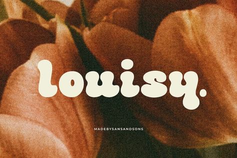 Louisy Font Free Download Free Groovy Fonts, Groovy Font Free, Free Fonts Retro, Groovy Branding, Fun Typography Design, Groovy Logo, Business Logo Fonts, Fonts 2024, Fonts Inspiration