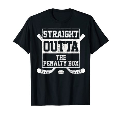 Amazon.com: Straight Outta The Penalty Box Ice Hockey Player Funny Gift T-Shirt: Clothing Hockey Quotes Funny, Funny Hockey Shirts, Hockey Players Funny, Hockey Player Gifts, Ice Hockey Sticks, Hockey Design, Funny Hockey, Hockey Quotes, Hockey Training