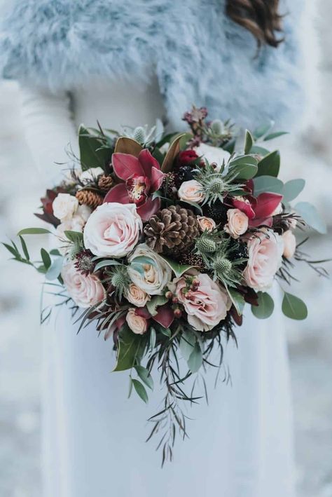 15 of the Best Winter Wedding Bouquets to Enhance Your Big Day Winter Wedding Flowers Bouquets, November Wedding Flowers, Hygge Wedding, Christmas Wedding Bouquets, Christmas Wedding Flowers, Winter Bridal Bouquets, Banff Wedding, White Winter Wedding, Romantic Wedding Receptions