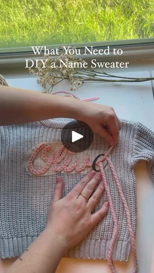 108K views · 989 reactions | What you need to embroider a DIY name sweater - my supply list and personal recommendations!✨🪡🧶 Let me know what other questions you have about name sweaters!👇🏼👇🏼 #namesweaters #namesweater #embroidery #handembroidery #diycrafts #diysweater #diynamesweater #diybaby #babysweater #babyembroidery #momcrafts #namesweaters | Stitchin With Samantha | Taylor Swift · invisible string Crochet Words On Sweater, How To Sew Name On Sweater, How To Embroider Letters On Sweater, How To Crochet A Name On A Sweater, Name Embroidery On Clothes, Crochet Name On Sweater, Name Embroidery Ideas, Embroidery Name Sweater, Sweater Embroidery Ideas