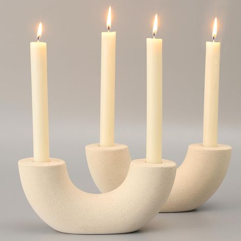 PRICES MAY VARY. ELEGANT DECOR: These curve candles holders can add a touch of elegance and romance to your living room, dining room, entryway, mantle, shelf, coffee table, fireplace, and porch. PREMIUM MATERIAL: These taper candle holders are made of premium ceramic that is solid, heat resistant, scratch proof, and hard to be broken. These ceramic candle holders feature a mattee surface, which elevates the farmhouse styles. SUITABLE FOR MULTIPLE OCCASIONS: These boho candle holders create a rom Candle Holders Ceramic, Curved Candles, Boho Candle Holders, Centerpiece Coffee Table, Farmhouse Candlesticks, Farmhouse Candle Holders, Farmhouse Candle, Boho Candle, White Candle Holders