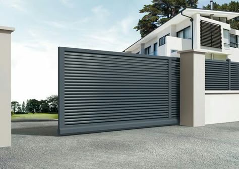 Modern Gates Driveway, Home Gate Design, Gate Designs Modern, Modern Gate, House Main Gates Design, House Fence Design, Modern Fence Design, Front Gate Design, Entrance Gates Design