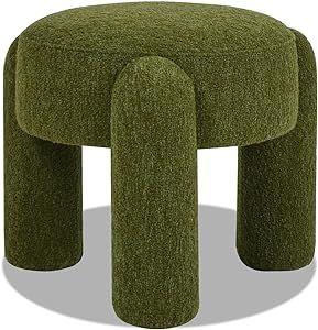 Jennifer Taylor Home Hugo 20.5" Round Fully Upholstered Ottoman, Moss Green Boucle Green Ottoman, Room Arrangement, Wood Ottoman, Knitted Pouf, Accent Ottoman, Living Room Arrangements, Jennifer Taylor, Cube Ottoman, Ottoman Stool