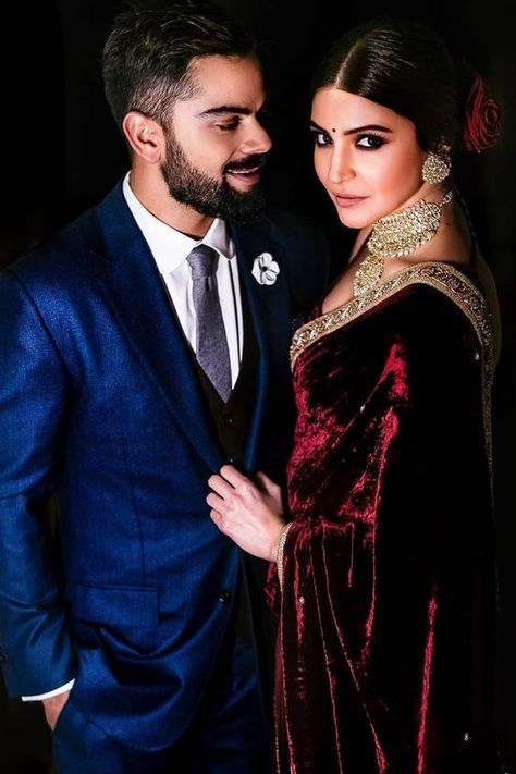 Wedding Photos Of Indian Cricketers That Tug At Our Heartstrings Virat Kohli And Anushka, Velvet Saree, Virat And Anushka, Winter Wedding Outfits, Couple Wedding Dress, Indian Wedding Couple Photography, Indian Wedding Couple, Wedding Photoshoot Poses, Indian Wedding Photography Poses