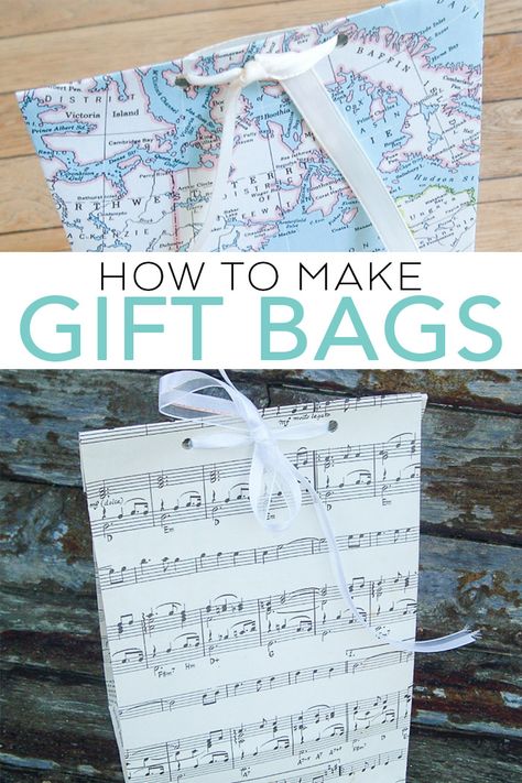 Learn how to make gift bags with this easy tutorial! A DIY paper bag is an easy way to gift a gift for any occasion! #gift #handmade #handmadegift #paperephemera Make Gift Bags, Diy Paper Bag, Gifts Paper, Diy Tumblr, Gift Bags Diy, Diy Sac, Diy Gifts For Him, Music Paper, Diy Papier