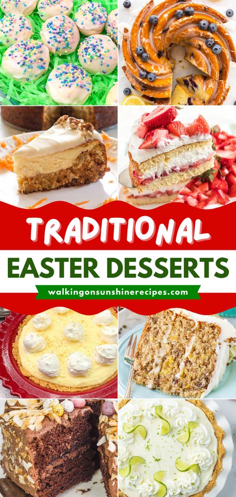 Looking for more Easter dessert recipes? These traditional Easter dessert ideas have got you covered! There are lots of Easter sweets in this roundup, including, pies, cakes, cheesecakes, cupcakes, and more! Easter Day Desserts, Good Easy Easter Dessert, Easter Sheet Pan Dessert, Easter Sunday Dessert Ideas, Dessert Recipes For Easter Simple, Easter Lunch Dessert, Dessert Ideas For Easter, Easter Recipes Ideas Desserts, Pie For Easter Dessert