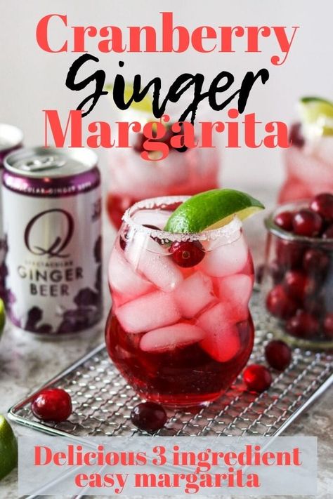 Ginger Beer Margarita, Easy Entertaining Dinner, Ginger Margarita, Fun Beverages, Ginger Beer Cocktail, Cranberry Margarita, Cranberry Drinks, Entertaining Dinner, Cranberry Juice Cocktail