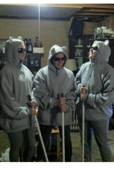 Halloween Costumes For Best Friends Of 3 Funny, Costumes For A Group Of Three, Three Blind Mice Costume Shrek, 3 Person Costume Ideas Funny, Halloween Costumes Trio Funny, Easy Halloween Costumes Trio, Easy Three Person Halloween Costume, Three Costumes Group, Three Blind Mice Halloween Costumes