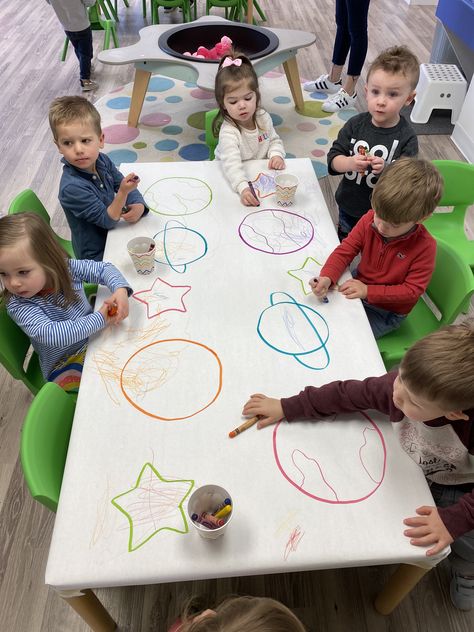 Daycare Space Theme, Blast Off Activities Space Theme, Space And Sky Preschool, Preschool Space Process Art, Preschool Space Week, Spaceship Activities Preschool, Planets And Space Preschool, All About Space For Preschool, Space Week Ideas