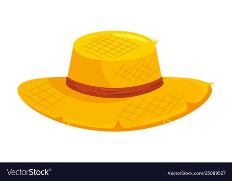 Farm hat cartoon Royalty Free Vector Image - VectorStock Farm Hat, Gold Fascinator, Hat Drawing, Hat Illustration, Hat Clipart, Hat Cartoon, Rainbow Cartoon, French Hat, Chibi Hair