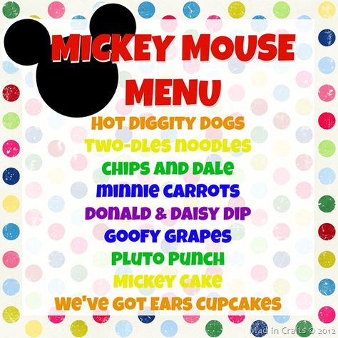 Birthday Party Menu, Lila Party, Mickey Mouse Crafts, Mickey 1st Birthdays, Twodles Birthday, Mickey Mouse Themed Birthday Party, Mickey Mouse First Birthday, Mickey Mouse Clubhouse Birthday Party, Mickey Mouse Clubhouse Party