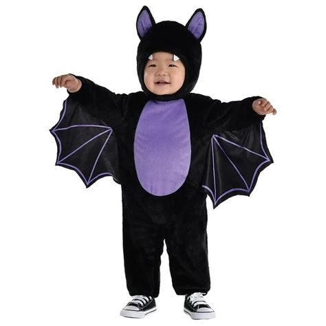 Everyone will go batty when they see your little one dressed in this adorable bat costume for Halloween! Included in the classic bat costume are the black and purple jumpsuit with attached wings and bat hood with ears. This costume is great for your themed events, parties, occasions, and other affairs. Kids Bat Costume, Infant Costume, Purple Jumpsuit, Bat Costume, Batman Cosplay, Batman Kids, Baby Costume, Vampire Costume, Wings Costume