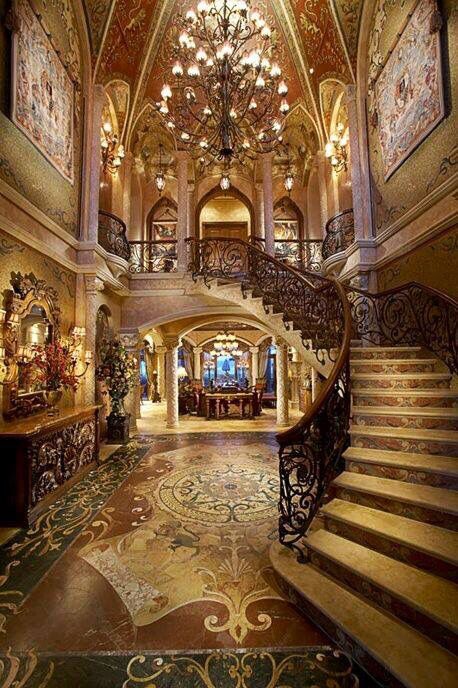 The Depp Hollywood mansion- former home of Bela Lugosi Mega Mansions, Versace Home, Stairway To Heaven, Grand Staircase, House Goals, Design Living Room, Beautiful Architecture, Amazing Architecture, Railing