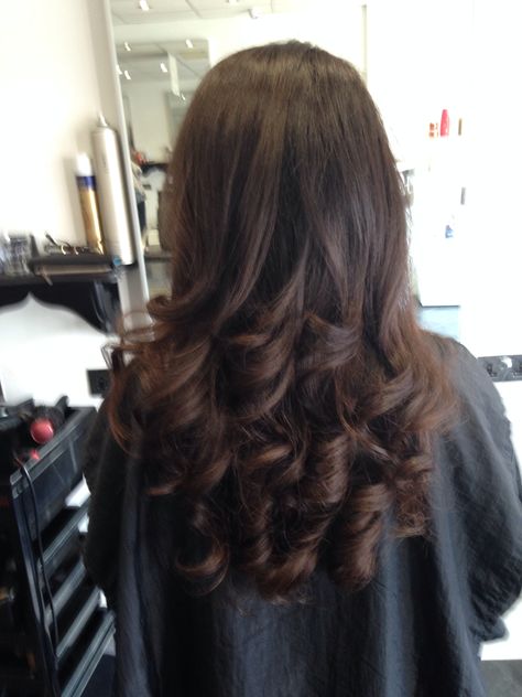 Long curled bouncy blow dry @ Hairworks salon Bolton styled by nic Blow Out Curly Hair Hairstyles, Blow Dry For Curly Hair, Blowout With Curls At The End, Open Curl Hairstyle, Blow Dry With Curls, Bouncy Blow Dry Curls, Curl Blow Dry, Blowout With Curled Ends, Curly Blow Dry Medium Hair