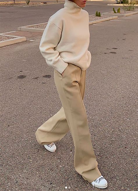 LE CATCH Street Style Aesthetic Outfit, Minimalist Fashion Women Outfits, Beige Pants Outfit, Slacks Outfit, Khaki Pants Outfit, Khakis Outfit, Back To University, Minimalist Moda, Look Zara