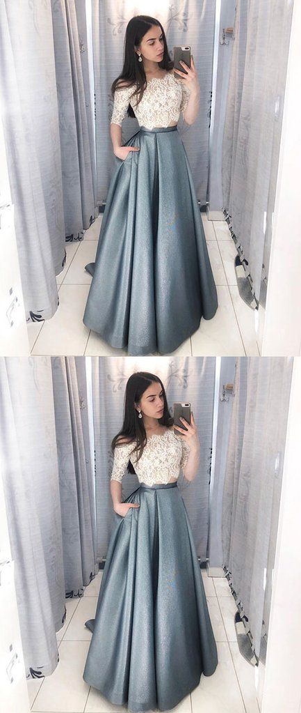 Vestidos   Vestidos. Grey Prom Dress, Cheap Gowns, Prom Dresses With Pockets, Chique Outfits, Cheap Evening Dresses, Elegant Prom Dresses, Lace Formal Dress, Prom Dresses For Teens, Color Number