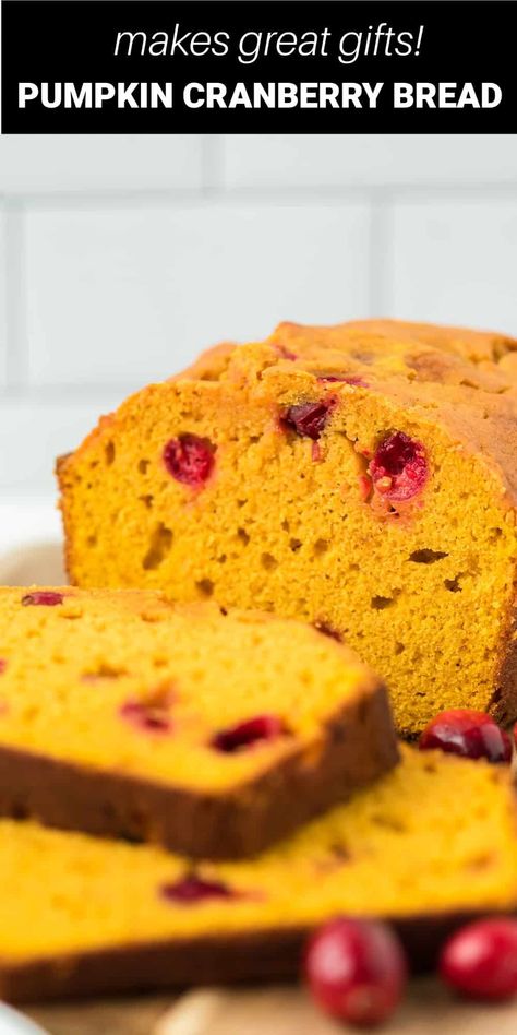 Pumpkin Cranberry Bread Cranberry Pumpkin Bread, Pumpkin Cranberry Bread, Cranberry Pumpkin, Cranberry Bread Recipes, Cranberry Orange Bread, Holiday Bread, Pumpkin Cranberry, The Cranberries, Apple Bread