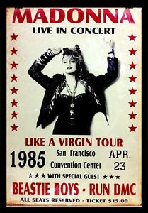 Madonna: 1985  Tour poster Madonna Like A Virgin, Nirvana Poster, 80s Poster, Retro Band, Music Concert Posters, Vintage Concert Posters, Rock Band Posters, Vintage Music Posters, Concert Flyer