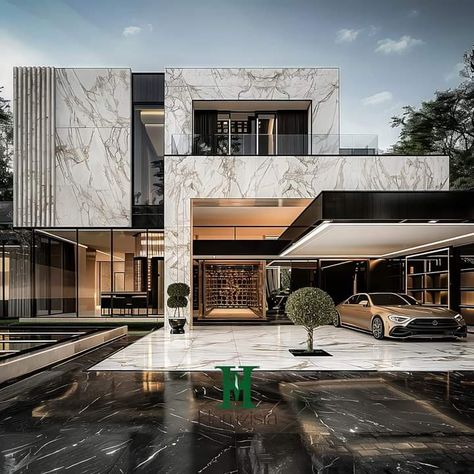 Marble House Exterior, Marble Facade, Building Design Plan, Marble House, Modern Villa Design, Modern House Facades, House Arch Design, Architect Design House, Modern Exterior House Designs