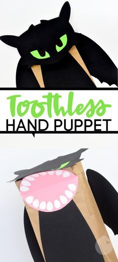 Toothless Puppet - an easy DIY Toothless Puppet based off How to Train Your Dragon Dragon Birthday Parties, Crafts For Teens To Make, Dragon Crafts, Dragon Birthday, Puppet Crafts, Dragon Party, Hand Puppet, Train Your Dragon, Halloween Crafts For Kids