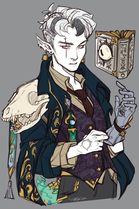 Cowboy Wizard Dnd, Shadar Kai Artificer, Reborn Dnd 5e Character Art, Dnd Character Profile, Ghoul Character Design, Spellcaster Pose, Dnd High Elf Female, Male Dnd Character Art, Dnd Warlock Character Design