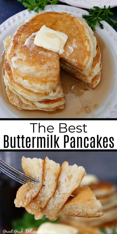 The Best Buttermilk Pancakes are fluffy and delicious, made from scratch, and make the best pancake recipe to enjoy on the weekends or for a delicious weekday breakfast. Recipes Buttermilk, Fluffy Buttermilk Pancake Recipe, Homemade Buttermilk Pancakes, Buttermilk Pancakes Recipe, Fluffy Buttermilk Pancakes, Homemade Pancake Recipe, Best Pancake Recipe, Pancake Recipe Buttermilk, Buttermilk Recipes