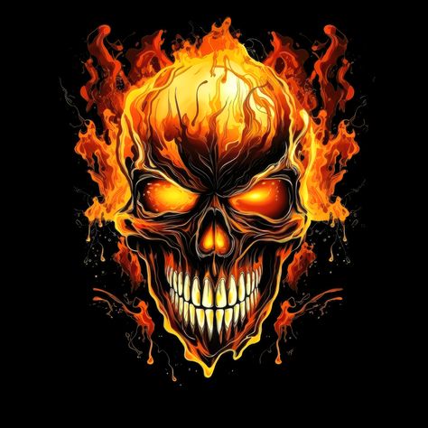 A demon skull in flames Skull In Flames, Skull With Flames, Burning Skull, Demon Skull, Halloween Posters, Flame Skull, Flaming Skull, Eagle Images, Halloween Merchandise