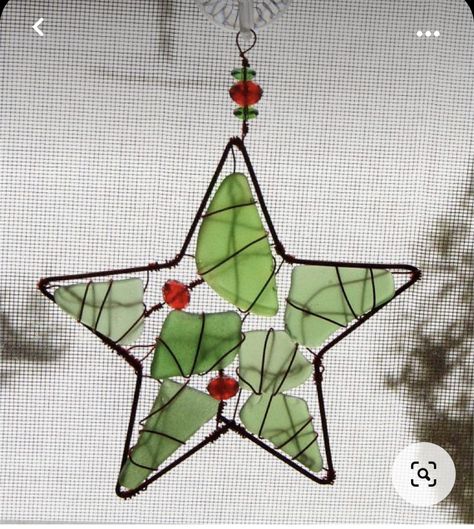 Beach Glass Ornaments, Star Sea, Sea Glass Diy, Sea Glass Christmas, Sea Glass Art Projects, Beach Glass Crafts, Beach Glass Art, Sea Glass Crafts, Xmas Ideas