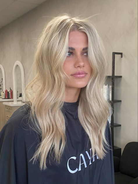 Level 8 Hair Color With Highlights, Bright Old Money Blonde, Victoria Secret Blonde Hair, Bright Winter Blonde Hair, Darker Blonde Highlights, Half Head Of Blonde Highlights, Blonde Inspo Pics, Blonde Hair Curtain Bangs And Layers, Blonde Hair One Color