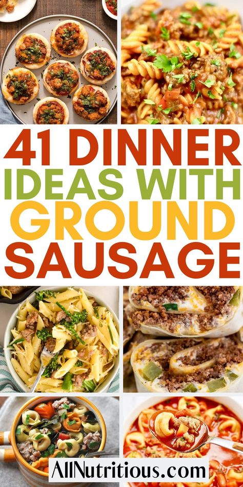 Looking for healthy dinner ideas? Well, you don't want to miss this list of ground sausage recipes. This is a great collection of high protein, tasty dinner ideas that make great meals for the family! Dinner Idea With Ground Sausage, Healthy Dinner Recipes Italian Sausage, Minced Sausage Recipes, Meal Ideas With Ground Sausage, Dinners Using Ground Sausage, Dinner Ideas Using Sausage, Dinner To Make With Sausage, Recipes With Ground Hot Sausage, Dinner Ideas For Italian Sausage