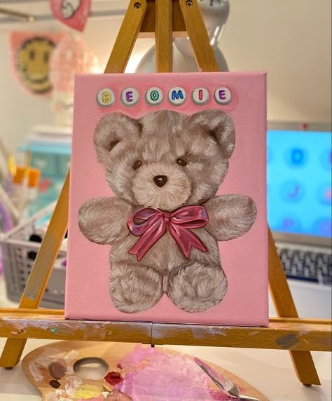 #bear #teddybears #art #artist #acrylic #acrylicpainting #beomgyu #beomgyutxt #beomie #txt #tomorrowbytogether #txtfanart Teddy Bear Painting Aesthetic, Teddy Bear Paintings Acrylic, Teddy Bear Painting Easy, Teddy Bear Painting, Bear Painting, Bear Paintings, Txt Beomgyu, Canvas Painting Designs, Painting Designs