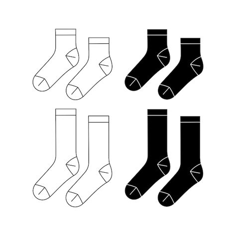 Vector set of mid calf length socks flat... | Premium Vector #Freepik #vector Sketch Fashion Illustration, Fashion Illustration Drawing, Socks Design, Sketch Fashion, Drawing Template, Flat Sketches, Drawing Templates, Cad Drawing, Design Drawing