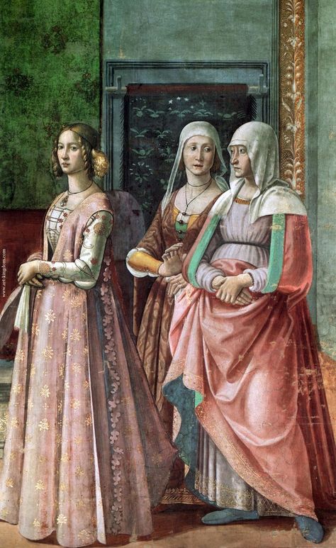 1480s Florence – Commonly worn jewellery – Dawn's Dress Diary 15th Century Fashion, Fair Outfit, St John The Baptist, Santa Maria Novella, Kunsthistorisches Museum, Late Middle Ages, Three Women, Festival Costumes, San Giovanni