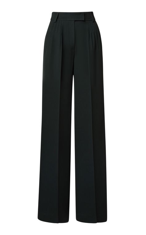 Akris - Women's Myriam Wool Gabardine Wide-Leg Pants - Green - Only At Moda Operandi Moda Operandi Dress, Smart Pants, Cute Dress Outfits, Knitted Suit, Corporate Outfits, Special Clothes, Pants Green, Chill Outfits, Long Jeans