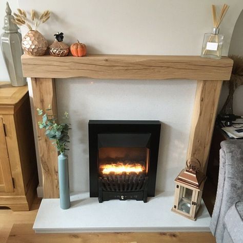 Fire Surround Many Size Variations Hand Crafted Oiled - Etsy Ireland Faux Fireplace Small Living Room, Fake Fireplaces Ideas Living Rooms, Oak Fireplace Ideas, Fake Fireplace Mantle Ideas, Mantle Shelf Ideas, Fake Fireplace Surround, Wood Mantle Fireplace Modern, Box Mantle Fireplace Diy, Natural Wood Fireplace Surround