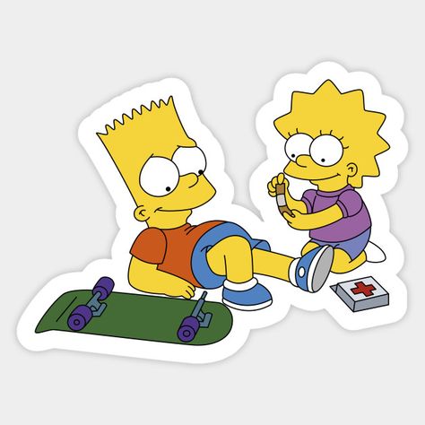 Sibling care Sticker - The Simpsons Stickers Los Simpsons, Humor Disney, Far Side Comics, Homemade Stickers, Big Four, Dental Braces, The Nanny, Simpsons Art, Cute Laptop Stickers