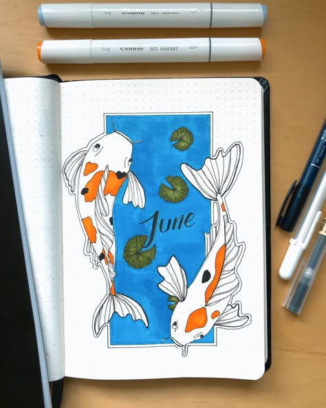 #bulletjournal #doodle #bulletjournaltheme #koifish #drawing #art March Bujo, Koi Fish Drawing, Cut Paper Illustration, Journal Inspiration Writing, Bullet Journal Ideas Templates, Fish Drawing, Create This Book, Bullet Journal Cover Ideas, Bullet Planner